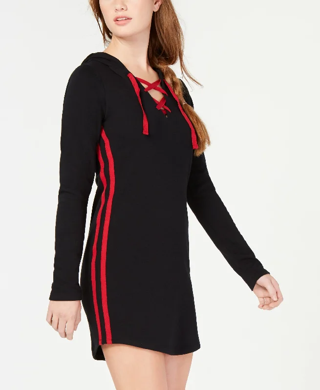 Material Girl Juniors Varsity Stripe Sweater Dress Silk Blend Satin Velvet