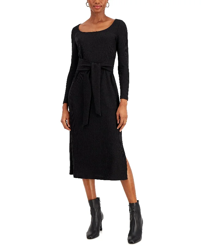 Nine West Tie Front Sweater Knit Dress Elegant Classic Vintage