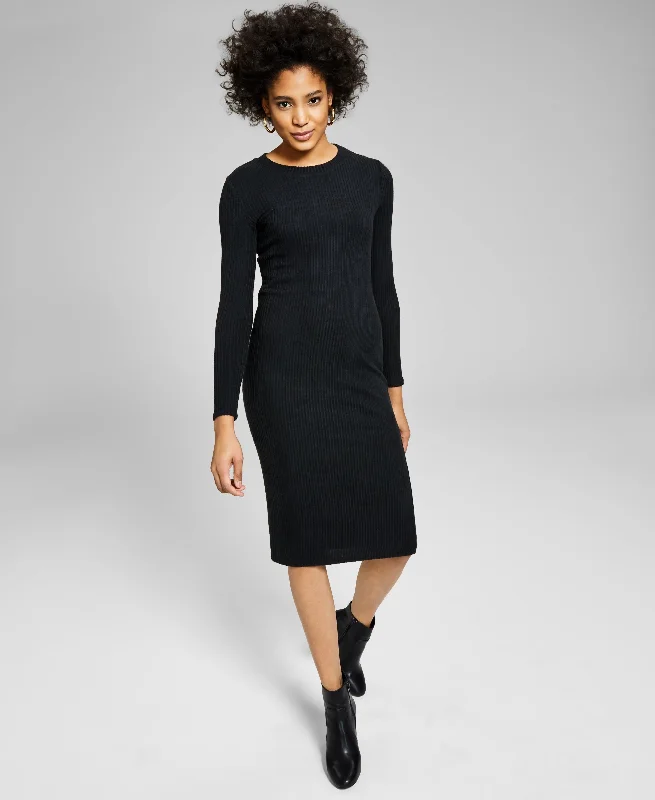 Now This Womens Ribbed Sweater Dress Graphic Sweater Embroidered Appliqued
