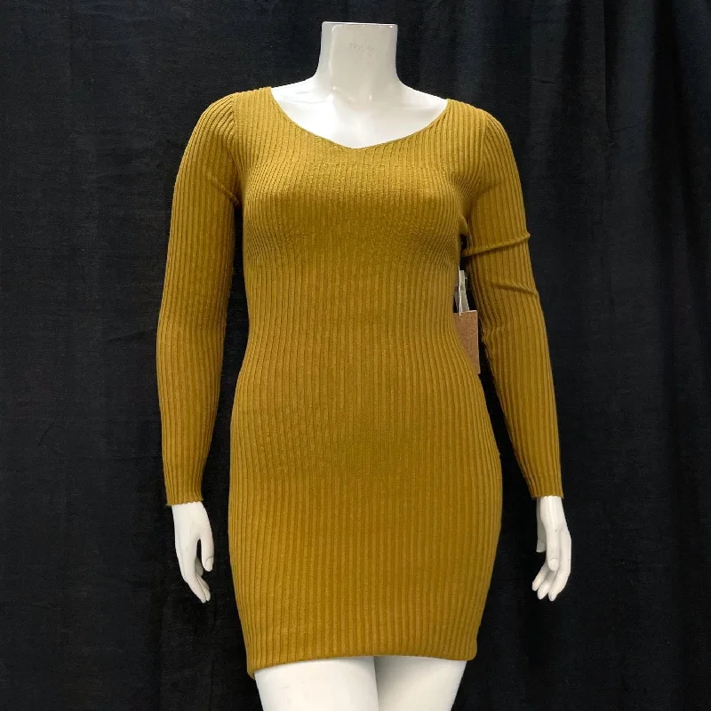 NWT Wmns Daily Practice ANTHROPOLOGIE Brown Backless Ribbed Sweater Dress Sz L Terry Terry Cloth Terry Knit