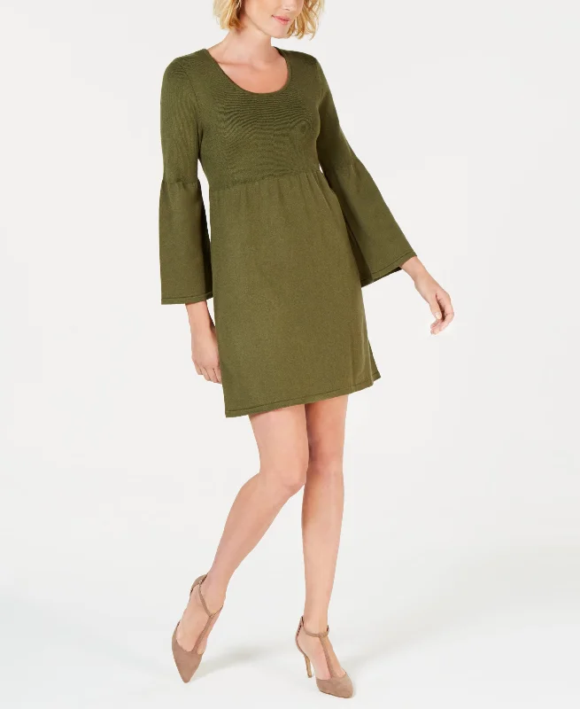 NY Collection Petite Empire Waist Sweater Dress Seamless Knitted Crochet
