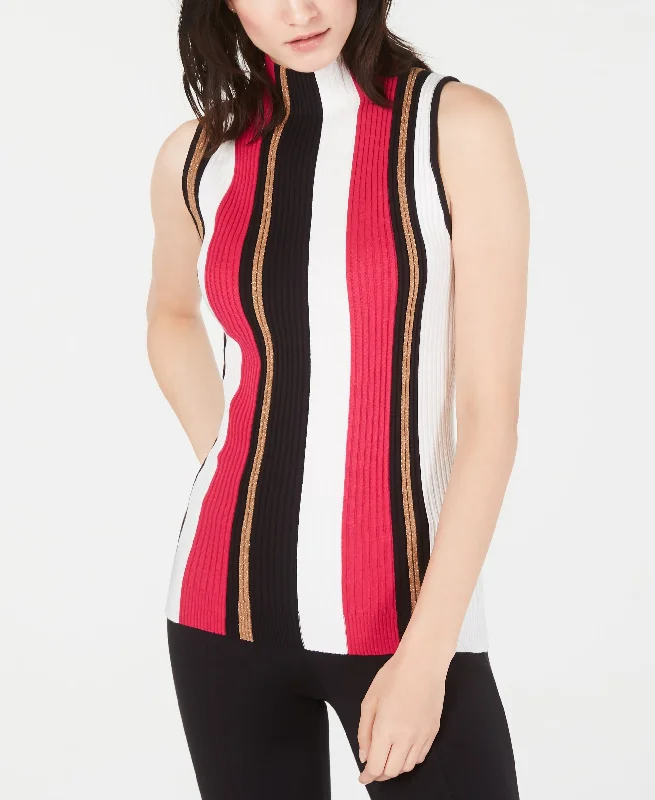 Petite Striped Sleeveless Sweater Wool Sweater Cotton Sweater Cashmere Sweater