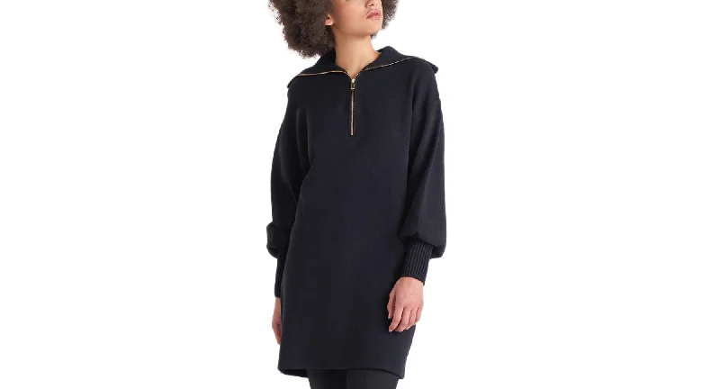 Petite Zip-Up Sweater Dress Mesh Fabric Canvas Fabric Denim Fabric