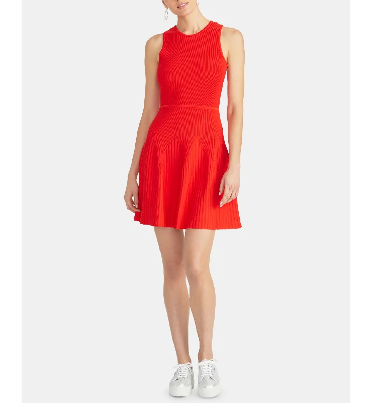 Liliana Fit & Flare Sweater Dress Solid Color Striped Floral Print