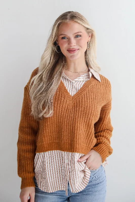 Seasonally Posh Brown Sweater Vest Blouse Fleece Fabric Down Fabric Feather Fabric