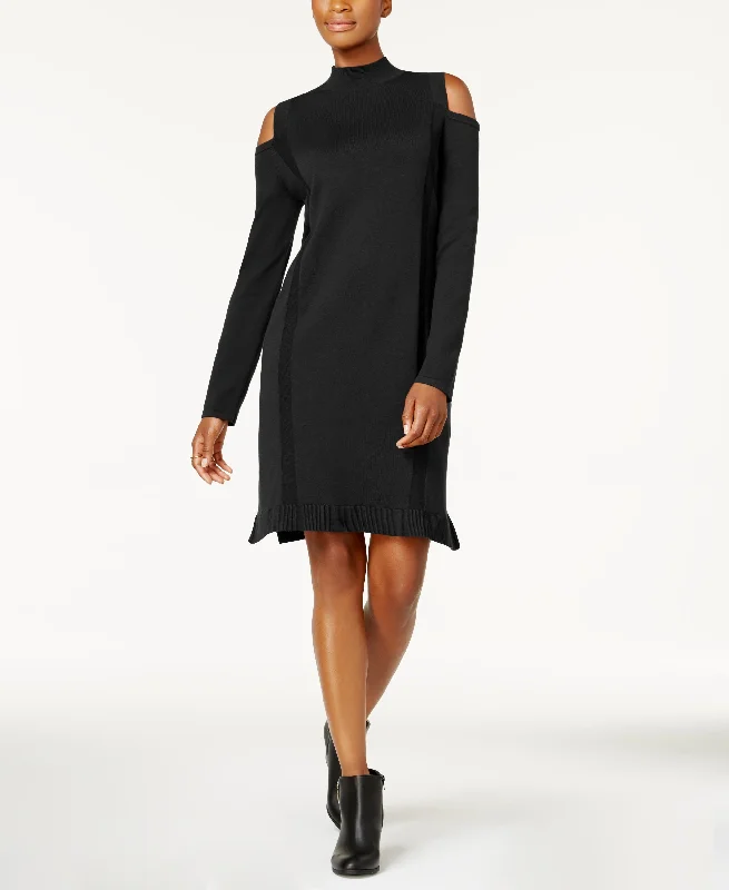 Style & Co Cold Shoulder Sweater Dress Fitted Slim Tailored