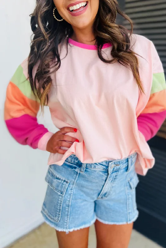 Sweet Color Blocked Crew Neck Sweater Plaid Sweater Polka Dot Checkered