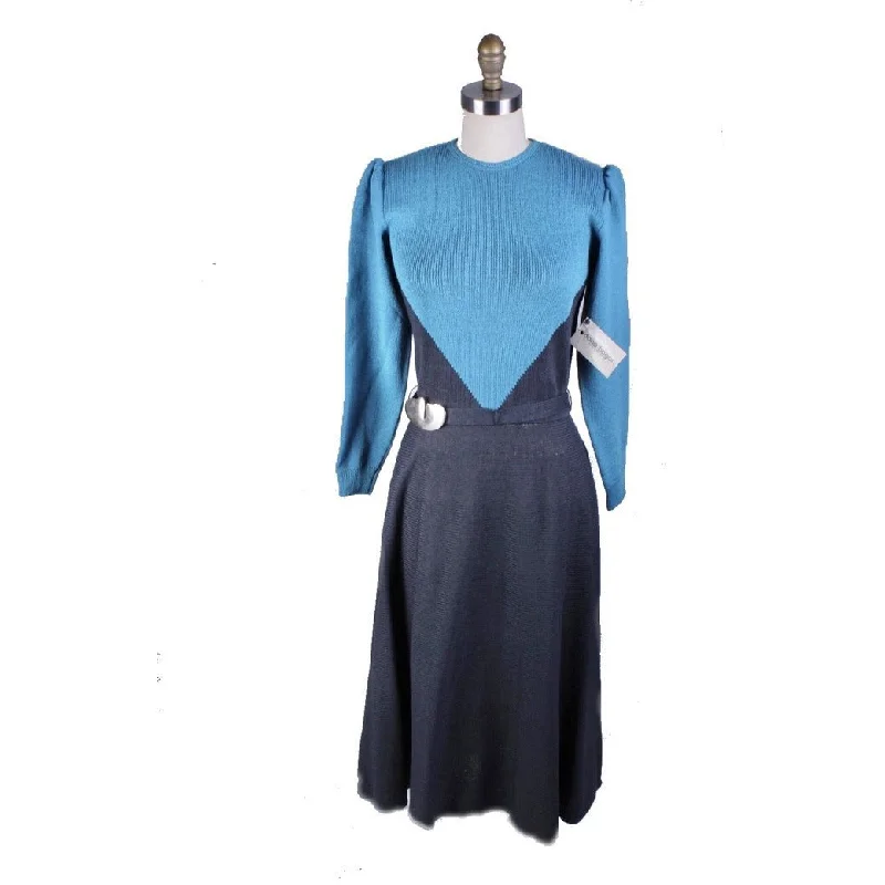 Vintage Dana Hogan Santana Knit 1980s Sweater Dress Womens M/L 1930s look NWT Turtle Neck Boat Neck Asymmetrical Neck Vintage Dana Hogan Santana Knit 1980s Sweater Dress Womens M/L 1930s look NWT Turtle Neck Boat Neck Asymmetrical Neck