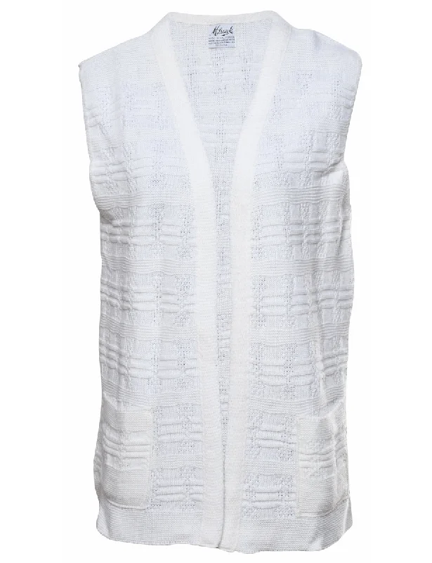 White Sweater Vest - M Spandex Blend Rayon Blend Denim Blend
