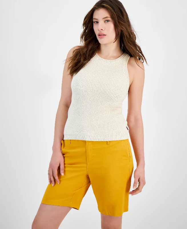 Women's Crochet-Trim Sleeveless Sweater Print Jacquard Patchwork