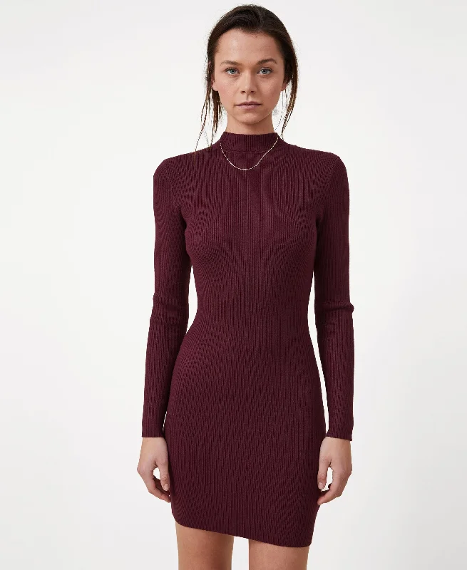Women's Mock Neck Sweater Dress Transparent Opaque Sheer