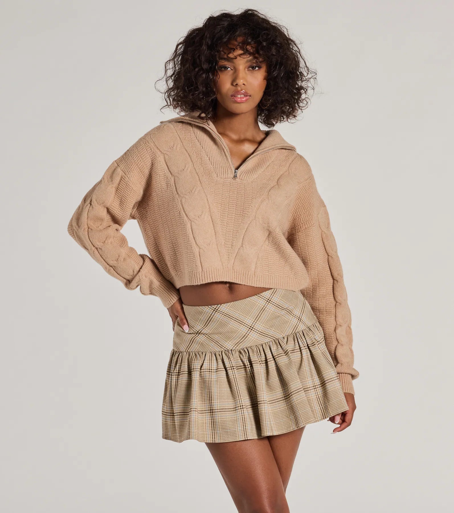 Elevated Cozy Half-Zip Cable Knit Sweater Nylon Fabric Polyester Fabric Spandex Fabric Elevated Cozy Half-Zip Cable Knit Sweater Nylon Fabric Polyester Fabric Spandex Fabric