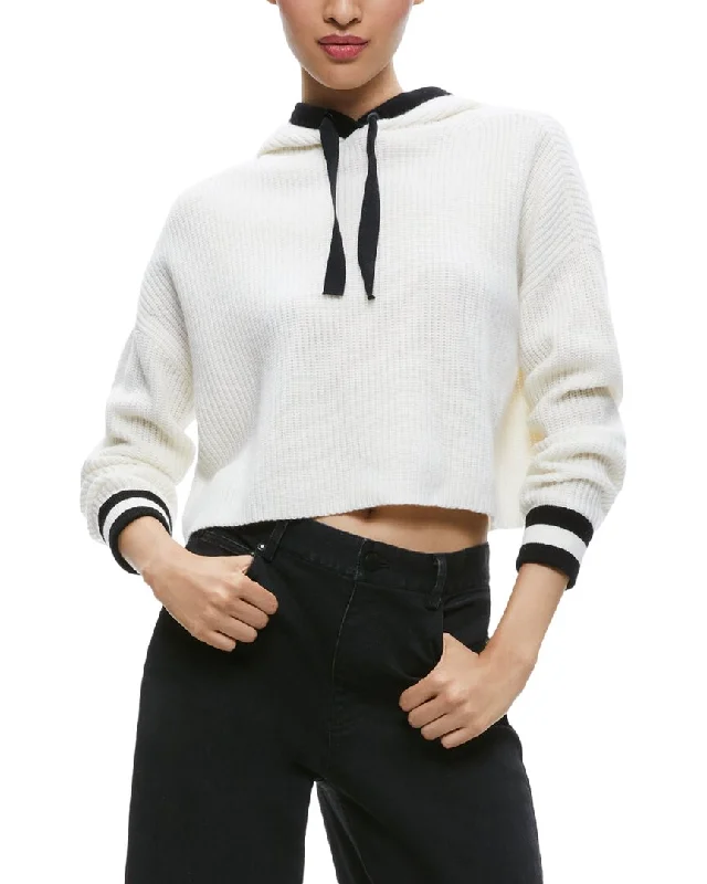 alice + olivia Lumi Wide Cords Wool & Cashmere-Blend Hoodie Hoodie with Patch Decorative Personalized alice + olivia Lumi Wide Cords Wool & Cashmere-Blend Hoodie Hoodie with Patch Decorative Personalized