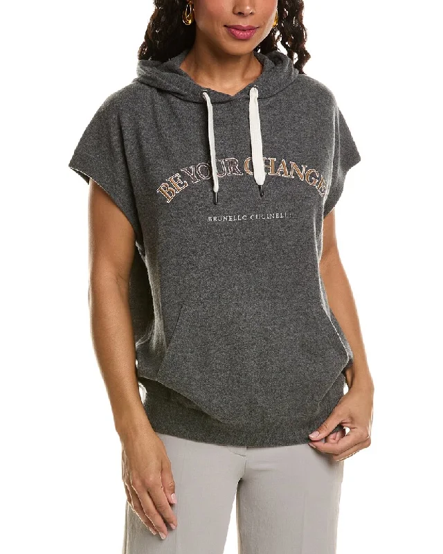 Brunello Cucinelli Wool, Cashmere, & Silk-Blend Hoodie Hoodie with Ribbed Cuffs Snug Fit Comfort Brunello Cucinelli Wool, Cashmere, & Silk-Blend Hoodie Hoodie with Ribbed Cuffs Snug Fit Comfort