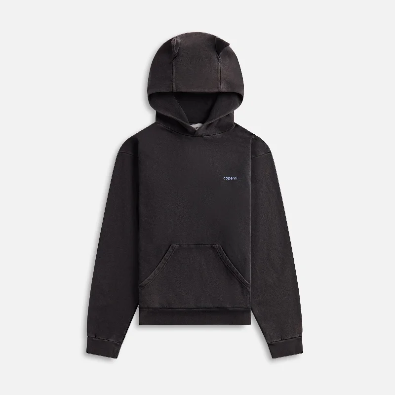 Coperni Washed Horn Hoodie - Black Hoodie with Neon Bright Vibrant