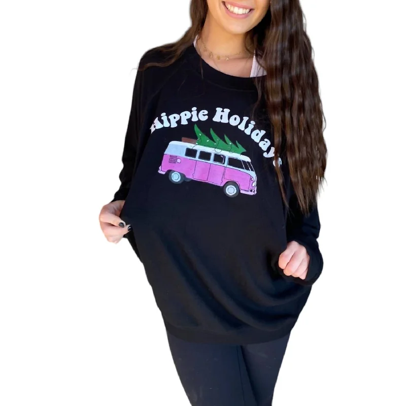 Corey Hippie Holidays Sweatshirt In Black Hoodie with Strings Custom Fit Adjustable