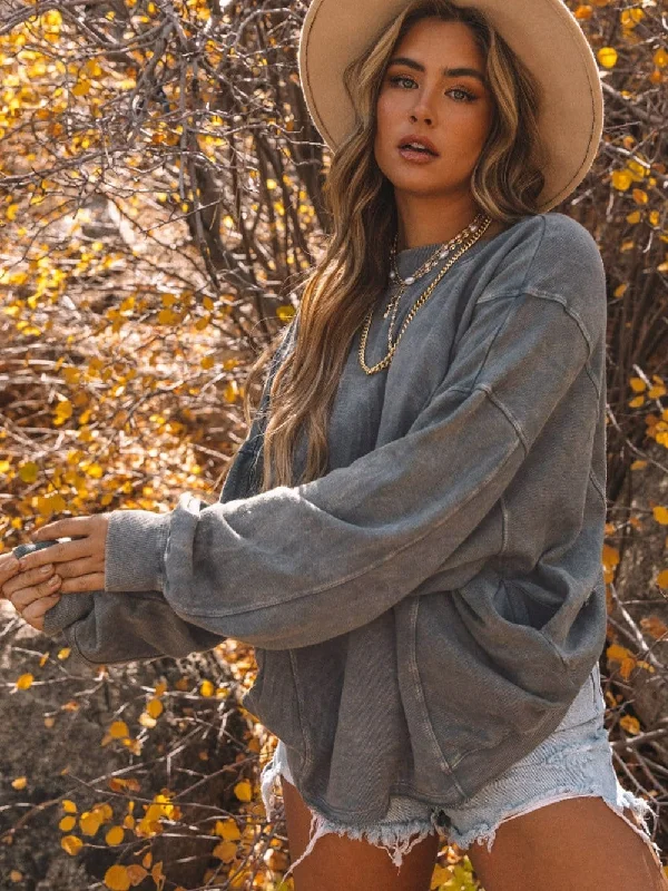 Drop-Shoulder Long Sleeve Sweater Lightweight Heavyweight Midweight