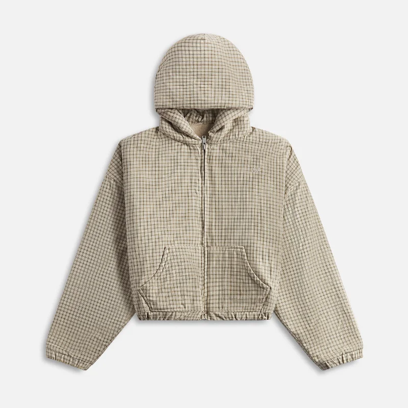 ERL Unisex Plaid Padded Check Hoodie - Beige Hoodie with Sequins Glamorous Eye-catching ERL Unisex Plaid Padded Check Hoodie - Beige Hoodie with Sequins Glamorous Eye-catching