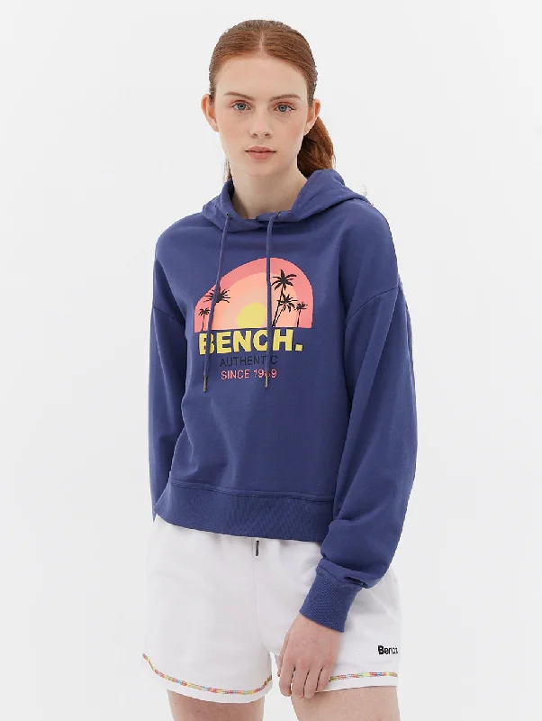 French Terry Cropped Graphic Hoodie Hoodie with Hem Embroidery Detailed Premium