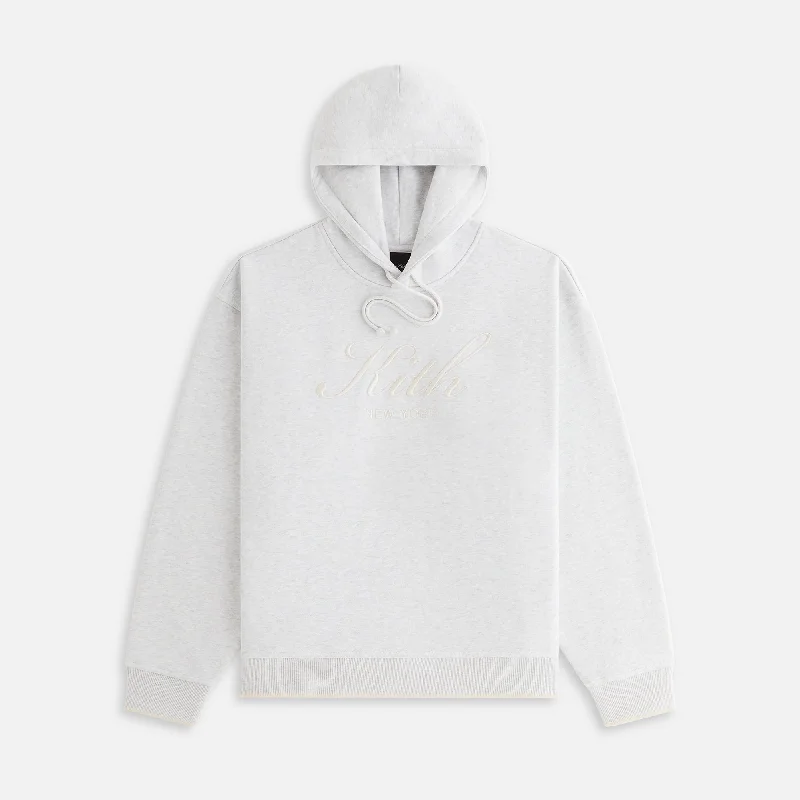 Kith Women Maverick Script Hoodie - Light Heather Grey Hoodie with Metallic Shiny Futuristic Kith Women Maverick Script Hoodie - Light Heather Grey Hoodie with Metallic Shiny Futuristic