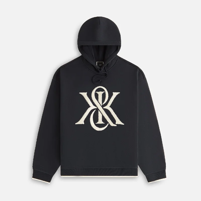 Kith Women Maverick Magnified Crest Hoodie - Black Hoodie with Cropped Fit Short Trendy Kith Women Maverick Magnified Crest Hoodie - Black Hoodie with Cropped Fit Short Trendy