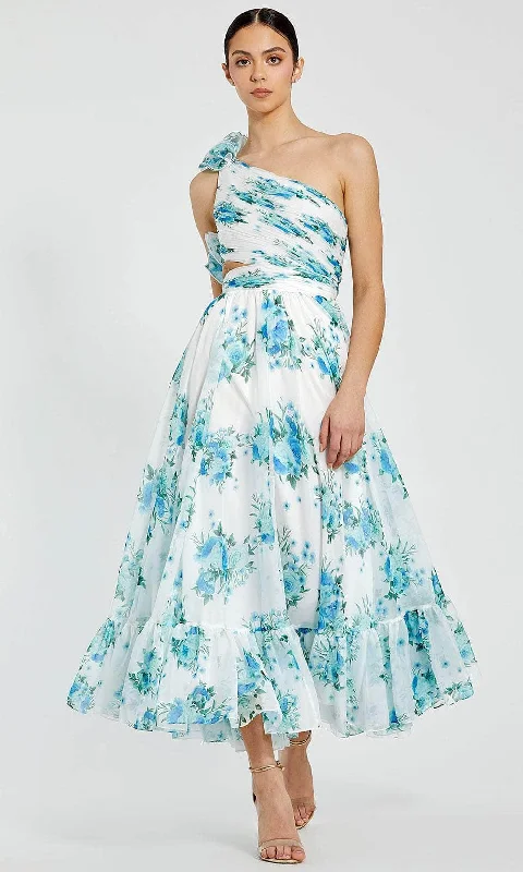 Mac Duggal 68655 - One-Shoulder Floral Printed Long Dress Tunics Trendy modern