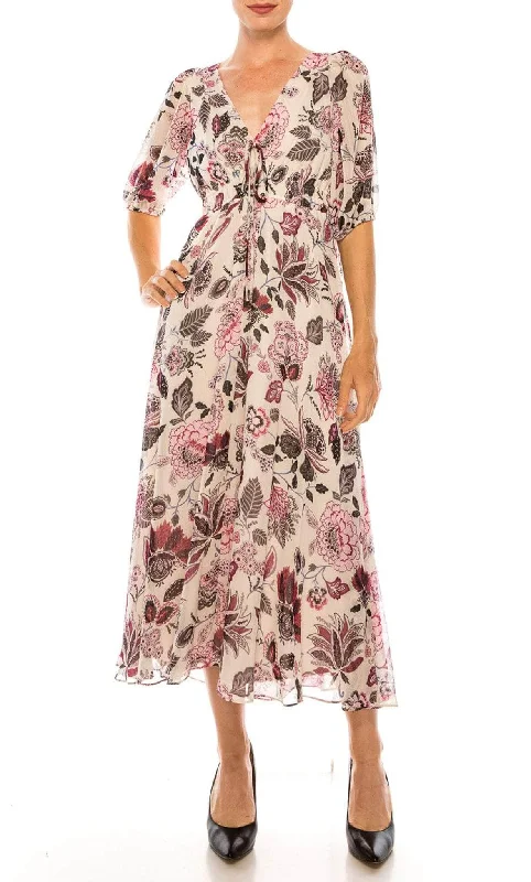 Maison Tara 91667M - V Neck Long Dress Tunics Fall fleece