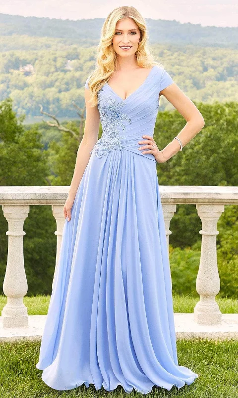 Mori Lee 72510 - V-Neck A-Line Long Dress Crew Neckline Casual