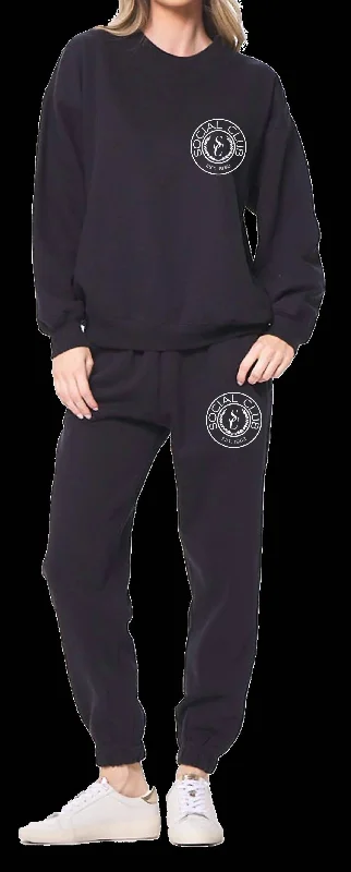 Social Club Sweatshirt In Black Hoodie with Color Block Contrast Stylish