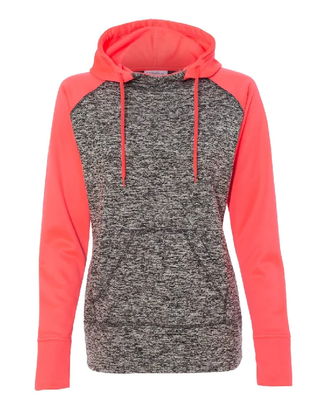 Women’s Colorblocked Cosmic Fleece Hooded Sweatshirt Hoodie with Neon Bright Vibrant