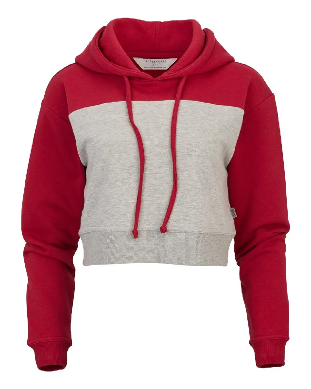 Women's Cropped Fleece Hooded Sweatshirt Hoodie with Set-In Sleeves Structured Classic Women's Cropped Fleece Hooded Sweatshirt Hoodie with Set-In Sleeves Structured Classic