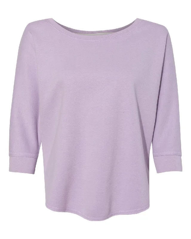 Women's Lounge Fleece Dolman Crewneck Sweatshirt Hoodie with Stripes Bold Sporty
