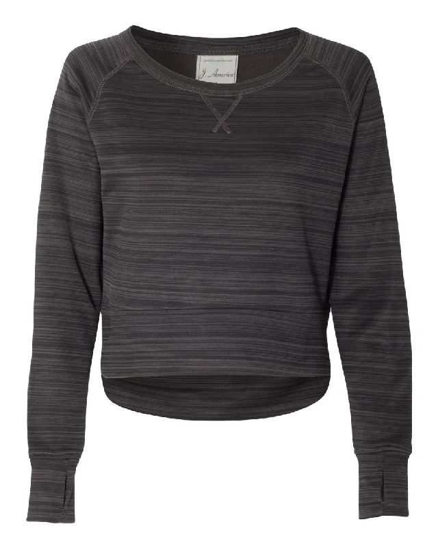 Women's Odyssey Striped Performance Fleece Hi-Low Crewneck Sweatshirt Hoodie with Hidden Zipper Minimalist Clean Women's Odyssey Striped Performance Fleece Hi-Low Crewneck Sweatshirt Hoodie with Hidden Zipper Minimalist Clean