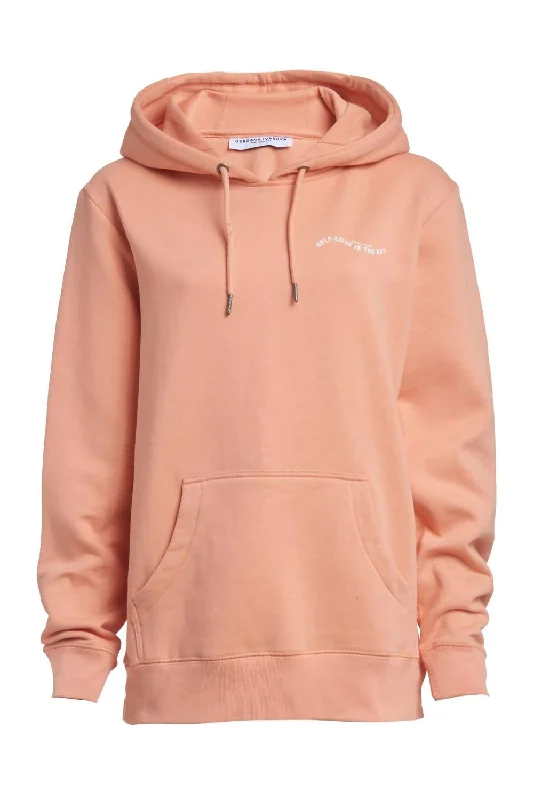 Women's Organic Cotton Hoodie In Salmon Hoodie with Thumb Holes Functional Cozy