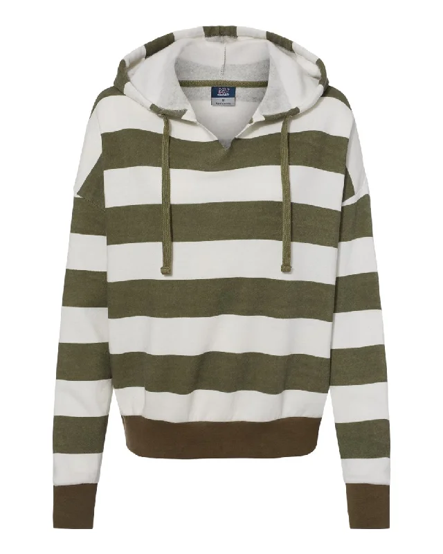 Women's Striped Fleece Boxy Hooded Sweatshirt Hoodie with Drawstring Waist Adjustable Fitted Women's Striped Fleece Boxy Hooded Sweatshirt Hoodie with Drawstring Waist Adjustable Fitted