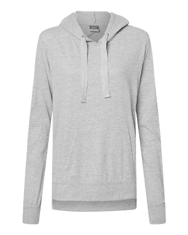 Women's Sueded Jersey Hooded Sweatshirt Hoodie with Exposed Zipper Edgy Industrial