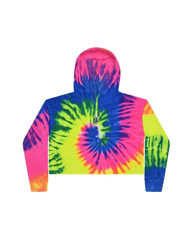 Women's Tie-Dyed Crop Hooded Sweatshirt Hoodie with Side Slits Relaxed Casual