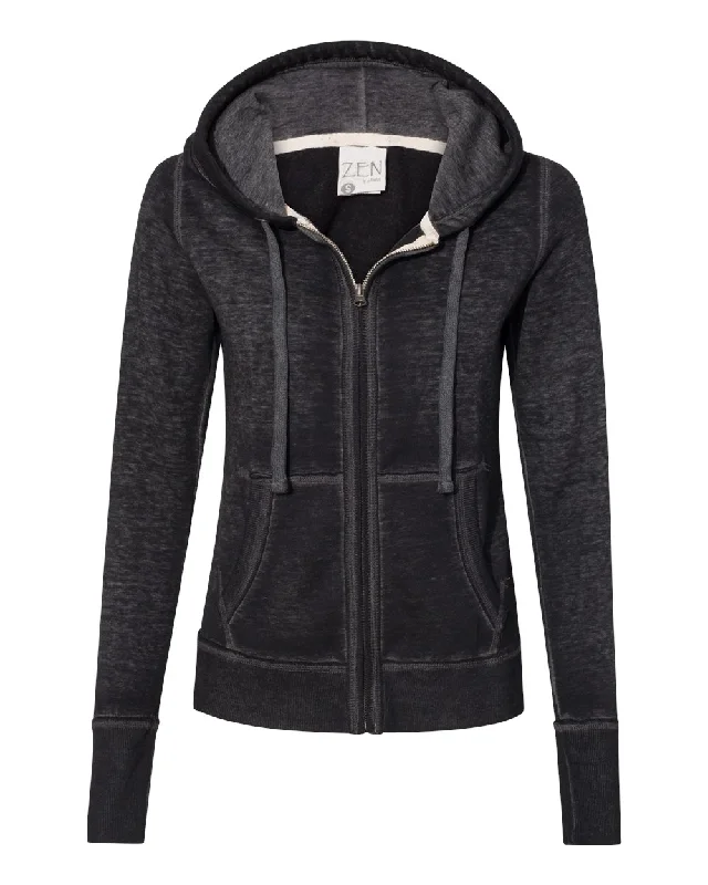 Women's Zen Fleece Full-Zip Hooded Sweatshirt Hoodie with Camouflage Military Edgy