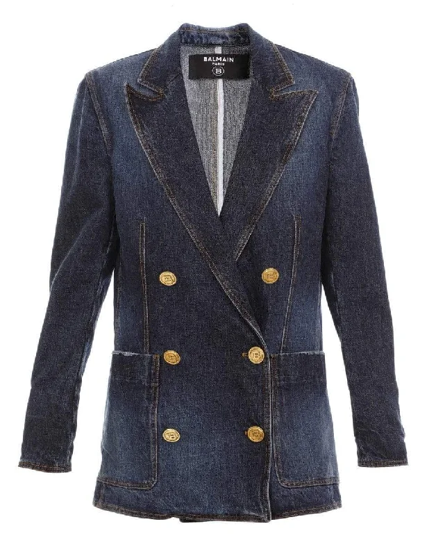 6 Button Denim Boyfriend Jacket Plaid Jacket Tartan Jacket Houndstooth Jacket