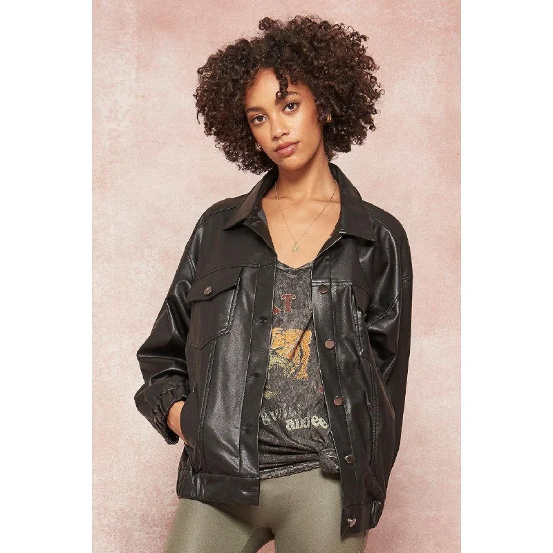 A Faux Leather Jacket Print Jacket Jacquard Jacket Patchwork Jacket