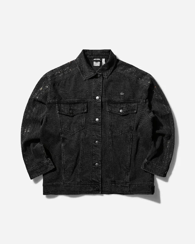 Women's Atlanta Rhinestones Denim Jacket Black Satin Jacket Silk Jacket Chiffon Jacket Women's Atlanta Rhinestones Denim Jacket Black Satin Jacket Silk Jacket Chiffon Jacket