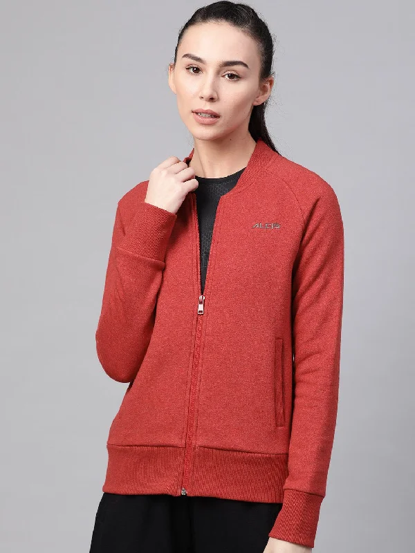 Alcis Women Red Solid Outdoor Sweatshirt Hoodie with Print Artistic Unique