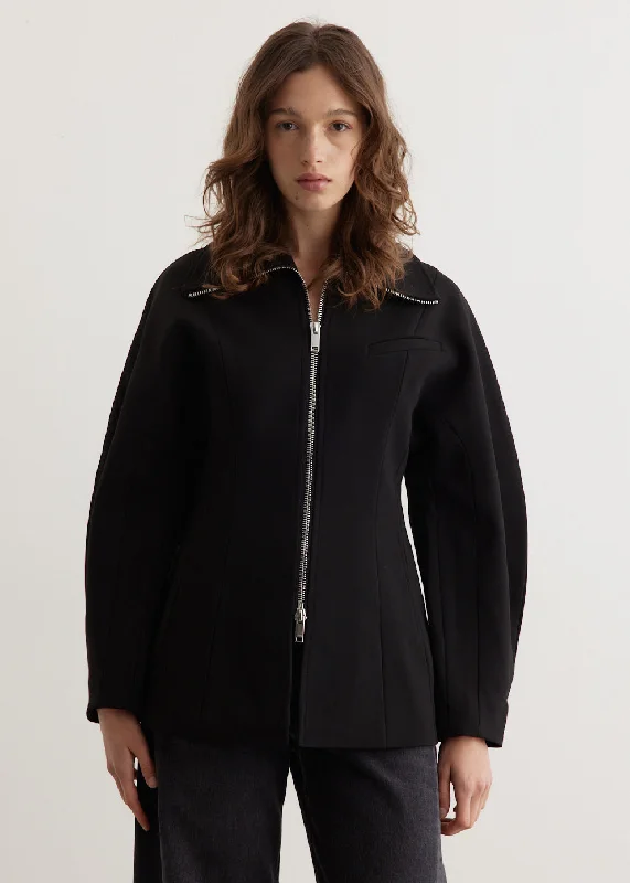 Bonded Crepe Curve Sleeve Jacket Oversized Jacket Tailored Jacket Straight Jacket
