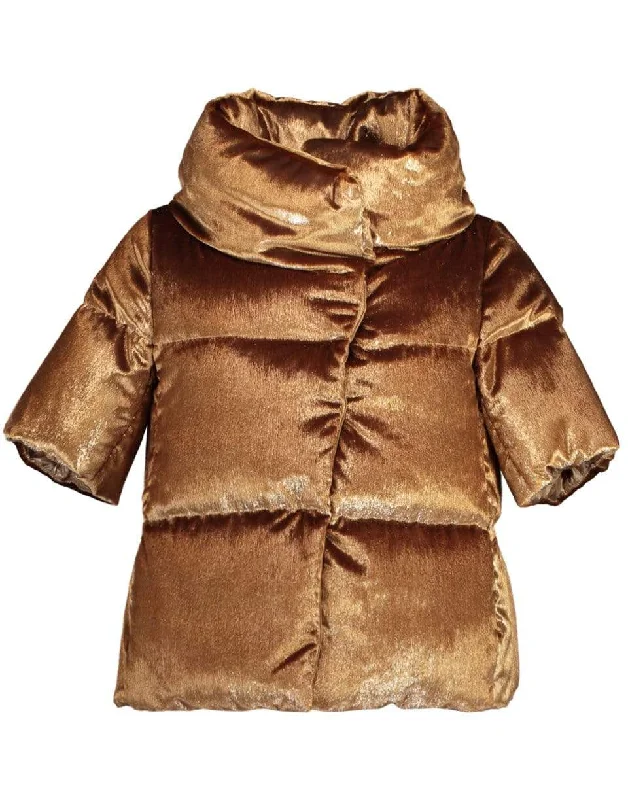 Camel Short Sleeve Crystal Velvet Jacket Collared Jacket Crew Neck Jacket Turtle Neck Jacket