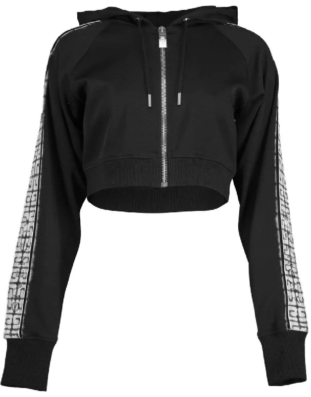 Cropped Sprayed Zipped Hoodie Hoodie with Hem Drawcord Adjustable Customizable