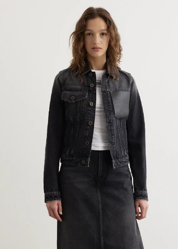 Denim Jacket With Leather Pocket Satin Jacket Silk Jacket Chiffon Jacket