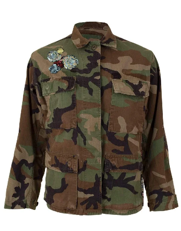 Embellished Military Jacket Nylon Fabric Polyester Fabric Spandex Fabric