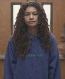 Euphoria Season 02 Rue Bennett Hoodie Hoodie with Hem Frayed Vintage Worn