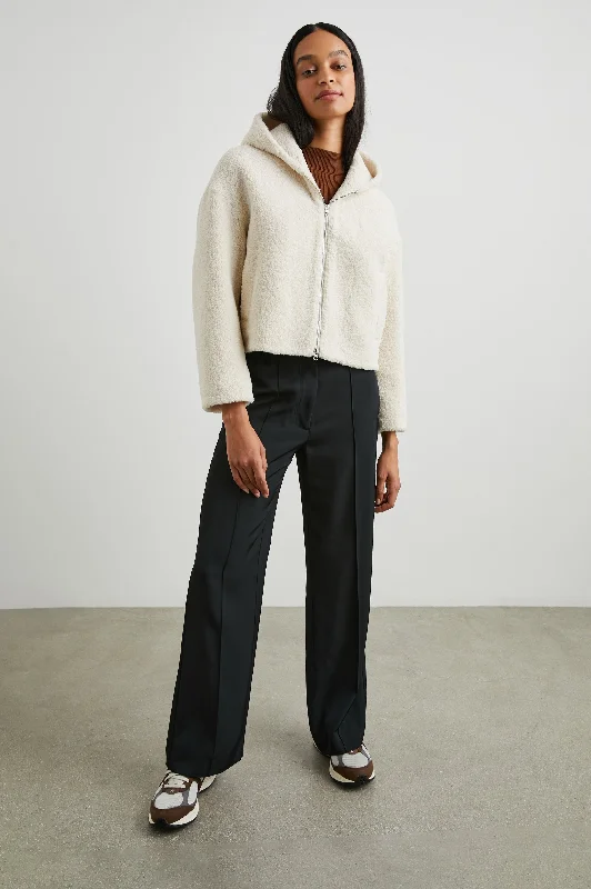 FABI JACKET - IVORY TEDDY Snapped Jacket Toggled Jacket Drawstring Jacket