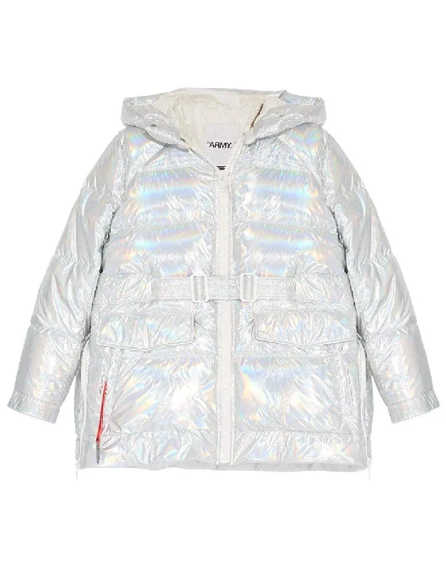 Front Zip Holographic Jacket Toggled Jacket Drawstring Jacket Belted Jacket